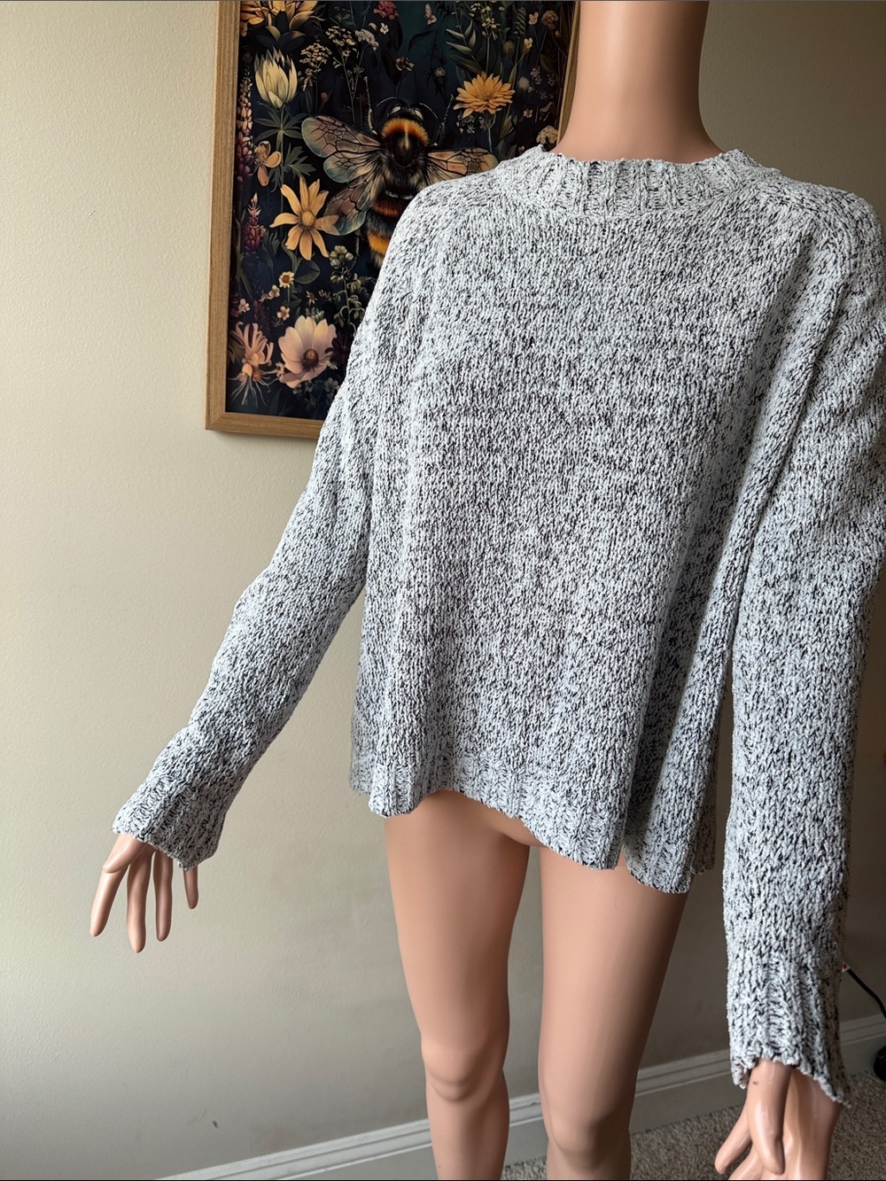 Eddie Bauer Marled Crewneck Sweater in White and Gray